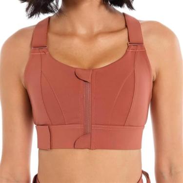 Imagem de Sutiãs Esportivos Com Zíper Frontal Feminino Plus Size Treino De Alto Impacto Running Fitness Yoga Bra Para Mulheres Gym Crop Tank Tops, Green, L/Large