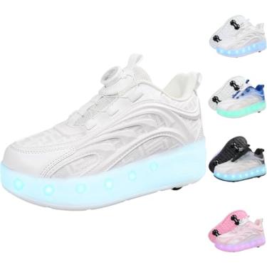 Imagem de Crianças Acendem Sapatos Led Sapatos Para Meninos Meninas Carregamento Usb Roller Skate Shoes Sneaker Skates Com Rodas Retráteis Para Natal Aniversário Crianças Show Gift, White, 42 EU