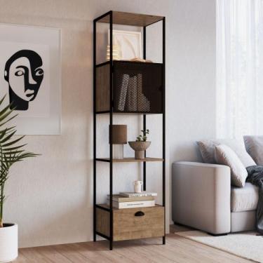 Imagem de Estante Multiuso Metalic Estilo Industrial 46,5cm 01 Porta Móvel na Ca