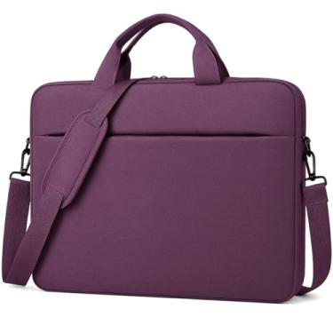 Imagem de Pasta Executiva para Notebook 14 Polegadas, Alça de Mão e Tiracolo, 2 Divisões, Impermeável, Bolso Frontal, Organizador para Trabalho e Faculdade (Roxo)