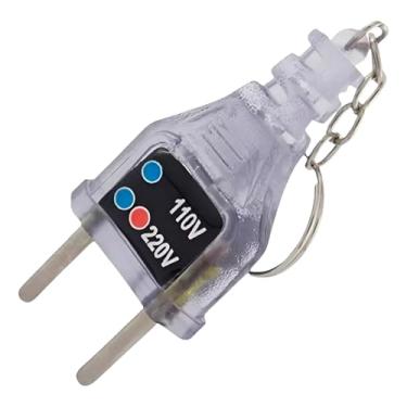 Imagem de Identificador de Voltagem com LED - Chaveiro Tomada 110V/220V - Evite Queima de Aparelhos! Compacto e Prático para Viagens