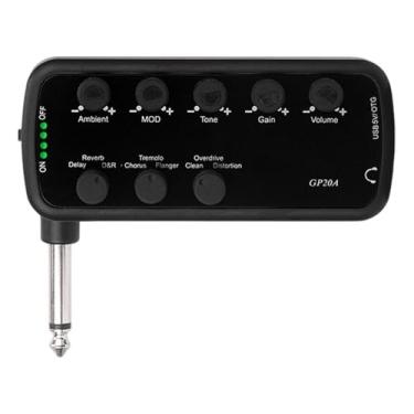 Imagem de Esquirla Amplificador de fone de ouvido para guitarra elétrica, recarregável por USB, mini profissional, com 3 efeitos integrados para prática de gravação em