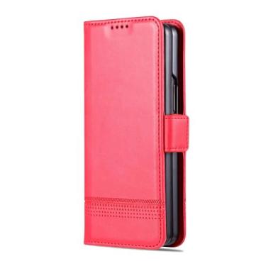 Imagem de LYJSMGZ Capa carteira flip para Samsung Galaxy Z Fold 7, capa de couro vintage com fecho magnético, proteção contra choque, capa interna, rosa, dobra 7