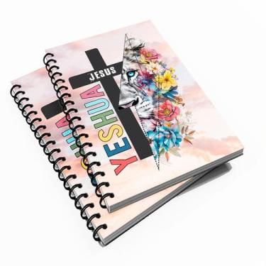 Imagem de 10 Cadernetas Evangélica 48 fls Jesus Yeshua - Premium