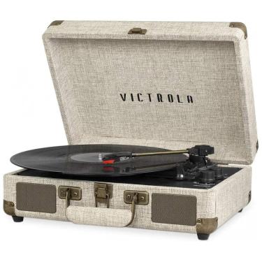 Imagem de Toca Discos Portátil Vintage com Bluetooth, 3 Velocidades e Alto-Falantes Integrados, Victrola, Bege