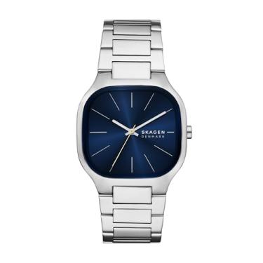 Imagem de Skagen Relógio masculino Mellem de aço inoxidável prateado com três ponteiros (modelo: SKW6946)