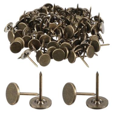Imagem de 100 peças de tachas de polegar de cabeça chata resistentes, alfinetes de estofamento de 7/40.6 cm para parede, decoração de móveis, diâmetro de 11 mm/0,43 polegadas, pregos decorativos para escritório