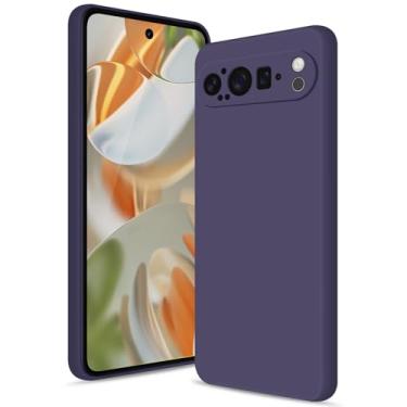 Imagem de Btstring Capa para Google Pixel 9 Pro, capa de silicone com proteção melhorada para a câmara, capa fina à prova de impactos, forro de microfibra suave anti-riscos, violeta foncé
