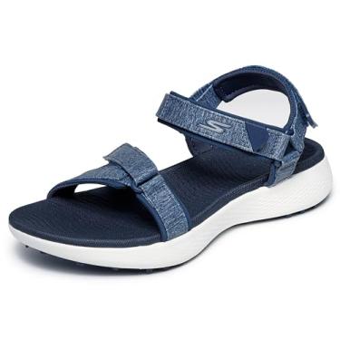 Imagem de Skechers Sandália feminina de golfe 600 Spikeless, Azul-marinho/branco, 34