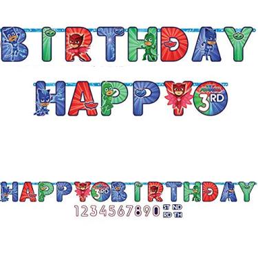 Imagem de Amscan PJ Masks Happy Birthday Add-an-Age Letter Banner