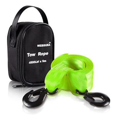 Imagem de Correia de guincho de reboque com gancho, correia de guincho de barco resistente de 3,8 cm de 4,8 m com força de quebra de 2041 kg para reboque de veículos, barcos, reboques, reboque (verde)