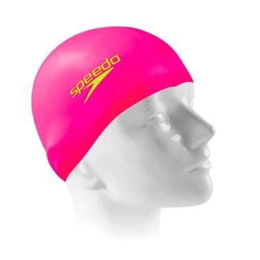 Imagem de Touca de natação lisa Speedo Flat Swim Cap Treinamento, Rosa neon