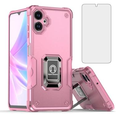 Imagem de Asuwish Capa de telefone para Samsung Galaxy A06 5G com película protetora de tela de vidro temperado e suporte de anel fino suporte híbrido rígido acessórios para celular Ao6 A 06 4G LTE mulheres
