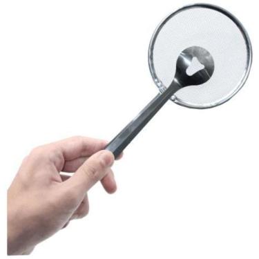 Imagem de Escumadeira Fritura Com Pegador Em Inox Pastel Batata Frita