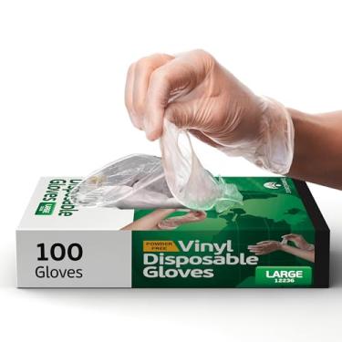 Imagem de TenderGentle Luvas descartáveis de vinil para cozinhar e preparar alimentos, 100 luvas descartáveis grandes transparentes sem látex – Luvas de grau alimentício para churrasco, cozinhar, preparar