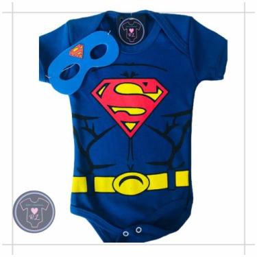 Imagem de Body Bebe Menino HEROIS + Mascara - Temático Mesversário - R.L, Superm