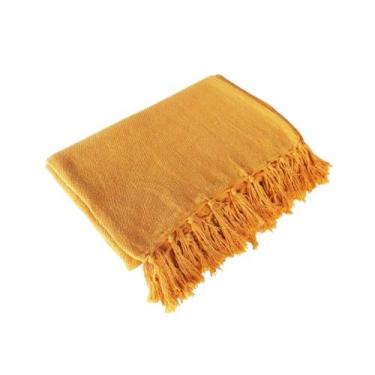 Imagem de Manta para Sofá 2,40 x 1,80 na cor Amarelo 100% Algodão Luxo - Dona Od