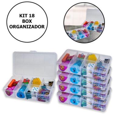 Imagem de Kit Com 18 Box Organizadores Tam P Transparente - Usual Utilidades