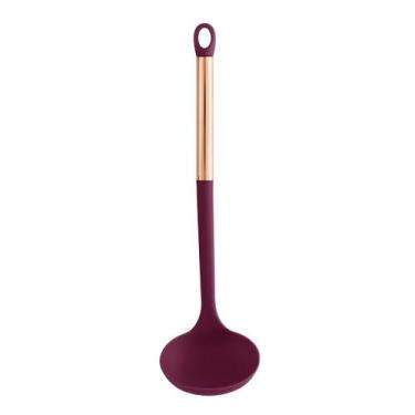 Imagem de Concha De Nylon Para Cozinha Com Cabo Rose Aço Inox 35cm - Paramount