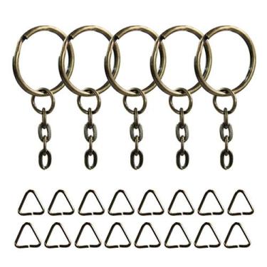 Imagem de Argola Com Corrente Ouro Velho P Chaveiro 23mm + Triangulo 500 Unidade