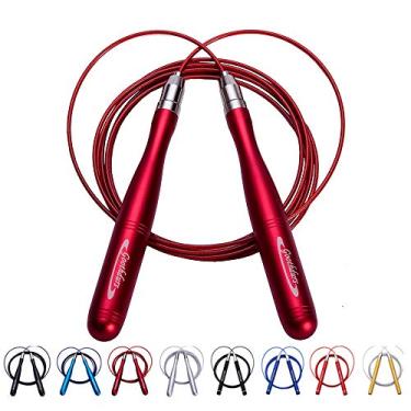 Imagem de Goothdurs Corda de salto rápido com rolamento de esferas – Cordas de pular de alumínio ajustáveis e autobloqueáveis com bolsa de transporte ideal para treinamento crossfit, boxe e exercícios de MMA