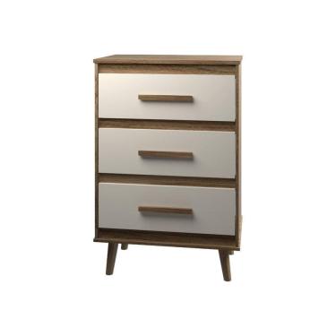 Imagem de Cômoda Maya 3 Gavetas Com Puxadores E Pés Retro Design Moderno Quarto Savana Mobília Decor