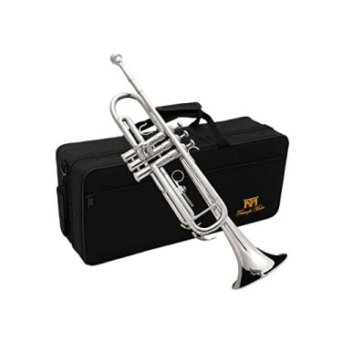 Imagem de Conjunto de trompete padrão Triumph, instrumento de latão para estudantes iniciantes com estojo rígido, óleo de válvula, kit de limpeza, bocal 7C, luvas brancas, instrumento de trompete plano B 6416N (prata níquel)