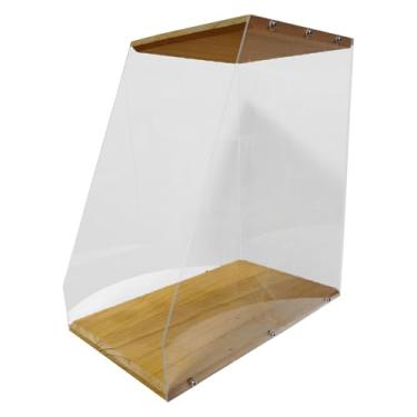 Imagem de ＫＬＫＣＭＳ Suporte para toca-discos, caixa de exposição de mesa, rack de exposição multiuso, organizador de ornamentos de madeira acrílica para arquivos de sala