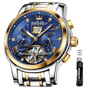 Imagem de Relógio de pulso OLEVS Blue Automatic Self Winding para homens