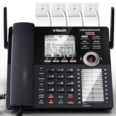Imagem de VTech AM18447 Console principal 4 linhas, expansível, para pequenas empresas e sistema de telefone com secretária eletrônica, intercomunicador, atendimento automático e música de espera, preto