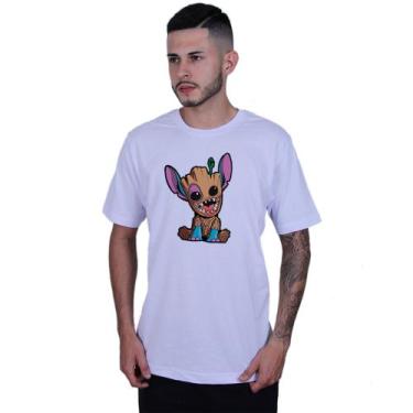 Imagem de Camiseta Unissex Lilo Stitch Baby Groot - Lafre, Branco, G