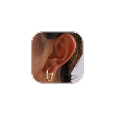 Imagem de Dlknp Brincos de argola elegantes para mulheres, hipoalergênicos, sem piercing, joias modernas