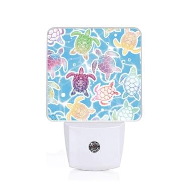 Imagem de SLHFDKL Luz noturna colorida de tartaruga, lâmpada noturna de parede do mar com sensor do crepúsculo ao amanhecer, lâmpada de LED 0,5 W com eficiência energética para meninos, meninas, adultos