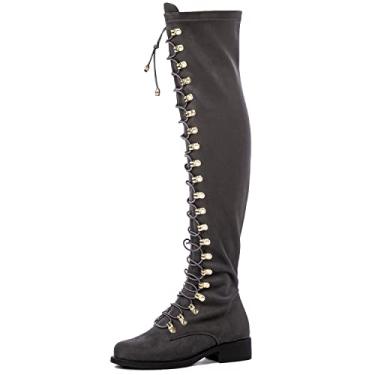 Imagem de GLOBALWIN Botas longas femininas acima do joelho até a coxa com zíper lateral, 18yy26 Grey2, 35