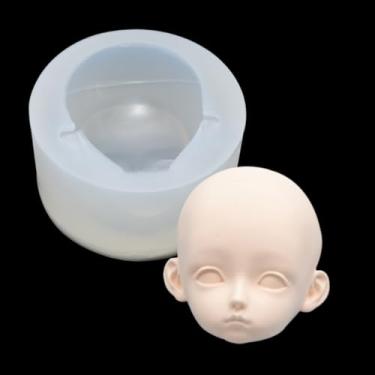 Imagem de Molde de silicone para rosto de boneca, rosto humano, molde de silicone 3D, cabeça de boneca, molde de argila de polímero em miniatura para boneca BJD DIY (estilo K)