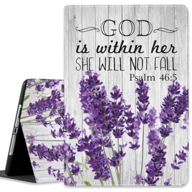 Imagem de Capa para iPad (A16) 11ª geração de 11 polegadas (2025), para iPad 10ª geração de 10,9 polegadas (2022), capa leve à prova de choque com hibernar/despertar automático, Salmo 46:5 roxo lavanda
