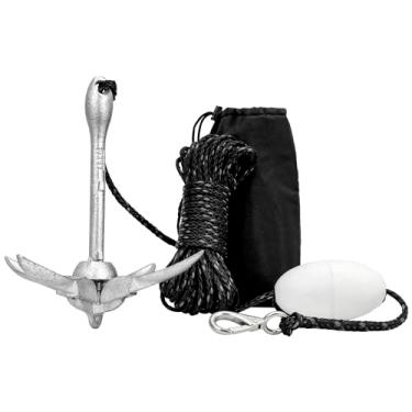 Imagem de MARINE SYSTEM Âncora de barco âncora dobrável de 1,6 kg, kit de âncora de galho para caiaques, canoas, pranchas de remo (galvanizado)