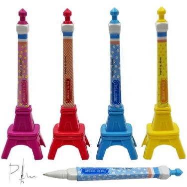 Imagem de Maydahui 8 peças Paris Torre Eiffel Caneta Esferográfica Bonito Desenhos Animados Canetas Tinta Gel Preta Decoração de Mesa para Meninas Estudantes Escola
