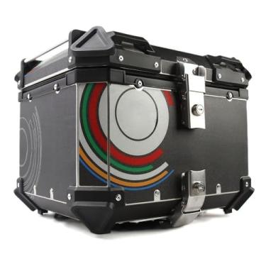 Imagem de Baú Alumínio Moto Traseiro 45 Litros Top Case Caixas (Preto)