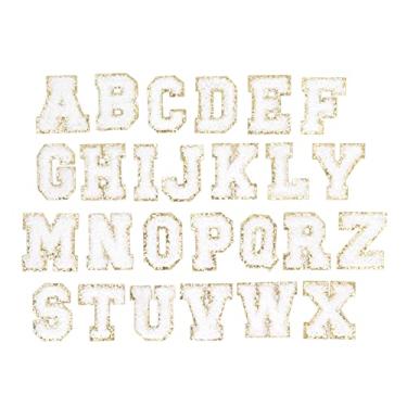 Imagem de AYNEFY Remendos de Cartas, 26 Alfabetos de Bordados Decorativos Remendos de Ferro de Auto Adesivo Em Adesivos Acessórios de Reparo de Roupas para Vestidos Saias Sacos Sapatos de Chapéus