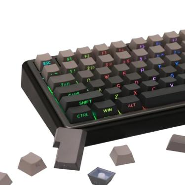 Imagem de EPOMAKER Conjunto de teclas PBT com impressão lateral dupla de 133 teclas para teclado mecânico de jogos, compatível com layout ANSI/ISO, interruptores MX-Clone Gateron/Kailh (cinza mokey, perfil