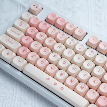Imagem de 131 Keys Cute Pink Keycaps Dye Sub PBT Moa Profile Keycaps Set Fit for 61/64/87/104/108 Cherry Mx Switches Mechanical Keyboard (Pink and White)