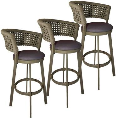 Imagem de 3 Banqueta Corda Náutica em Alumínio Balcão Jardim, Edícula Balcão, Edícula, Cozinha Trama