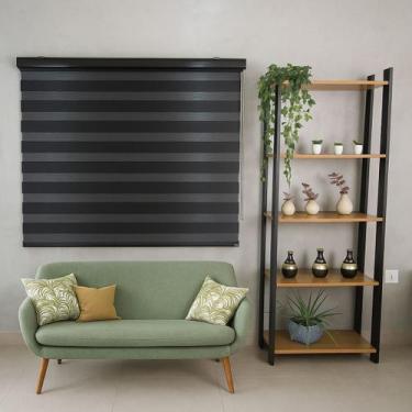 Imagem de Persiana Zebra Smart 38mm Motorizável 160larg x 160alt Preta - Decore 