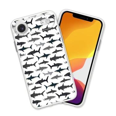 Imagem de OUYAGAOYUAN Capa compatível com iPhone Air, estampa fixe, tubarão, cabeça de martelo, tubarão, proteção à prova de choque com design exclusivo para mulheres e meninas, capa transparente de TPU