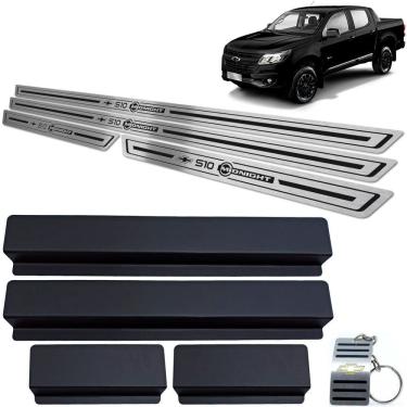 Imagem de Soleira Aço Inox Chevrolet S10 Midnight Preto Baixo Relevo