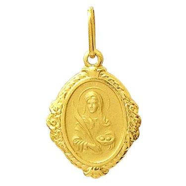 Imagem de Pingente Santa Luzia Ouro 18K Oval Bordada k110 - Usa Joias