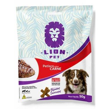 Imagem de Petisco Cães Gatos Lion Pet Biscoito Carne 50G Kit 5 Unids