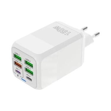 Imagem de Adaptador Carregador Rápido USB Tipo C De 150W Com 6 Portas Para iPhon