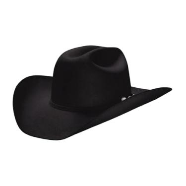 Imagem de Chapéu de cowboy preto masculino HATCO - coroa de gado de 11 cm, Preto, 7 1/8